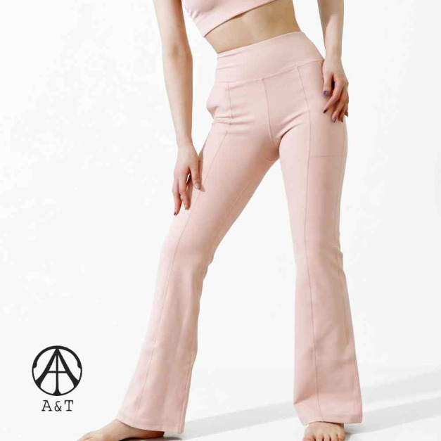 【A & T】石墨烯時尚小喇叭美腿褲(粉膚色) - MIT台灣製造