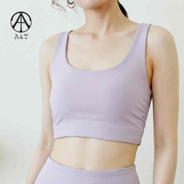 【A&T】石墨烯側邊抓皺運動背心Bra (玫瑰紫) - MIT台灣製造
