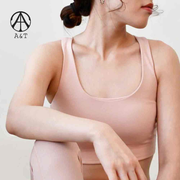 【A&T】石墨烯側邊抓皺運動背心Bra (粉膚色) - MIT台灣製造