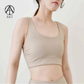 【A&T】石墨烯側邊抓皺運動背心Bra (奶茶色) - MIT台灣製造