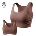 【A&T】石墨烯側邊抓皺運動背心Bra (榛果色) - MIT台灣製造_3
