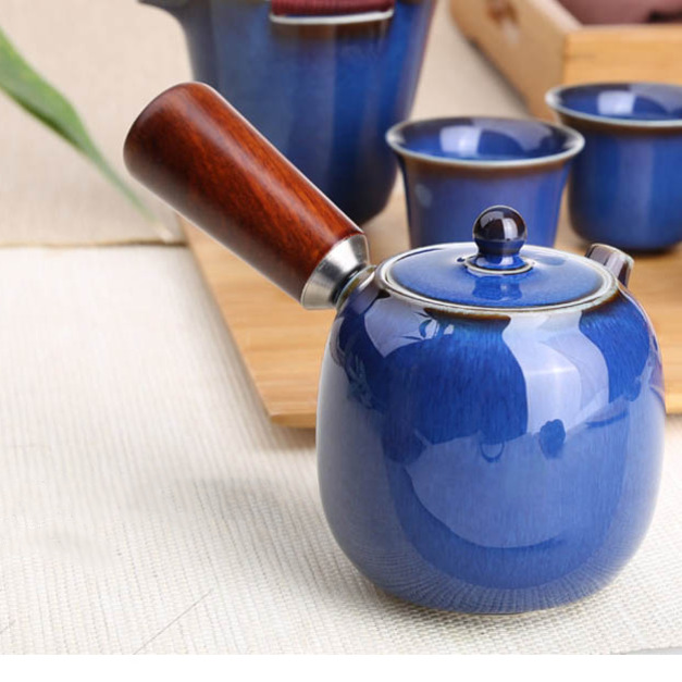 藍兔毫釉手把壺-(200ml)
