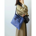 藍格紋貓咪托特包(M)
