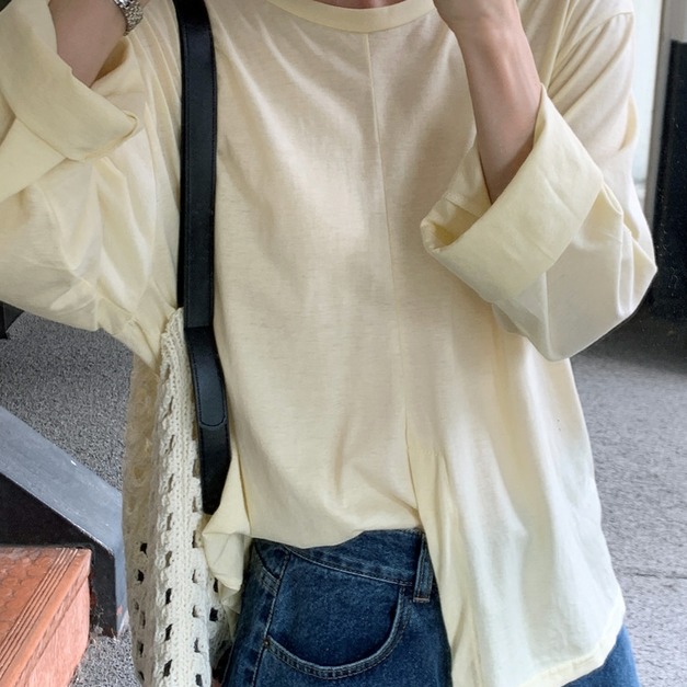 前開衩細節棉TEE