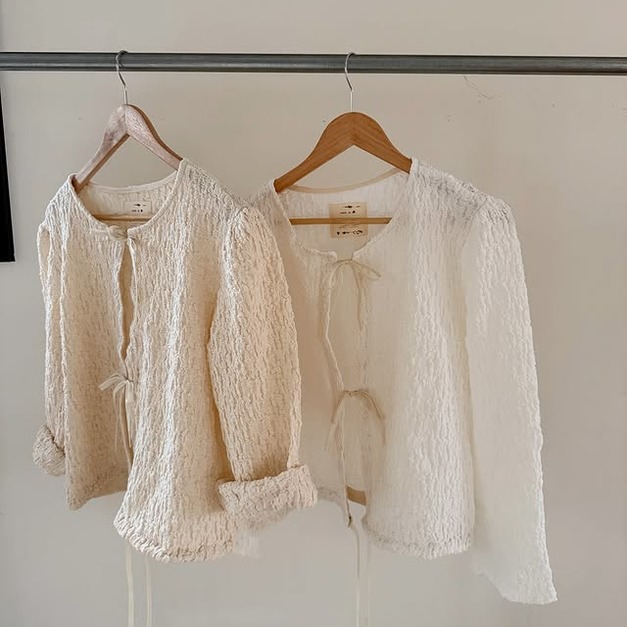 立體泡泡感繫帶外套