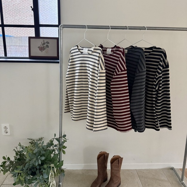 船型領條紋上衣