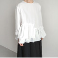 層次抽皺不對稱荷葉上衣_14