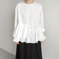 層次抽皺不對稱荷葉上衣_8