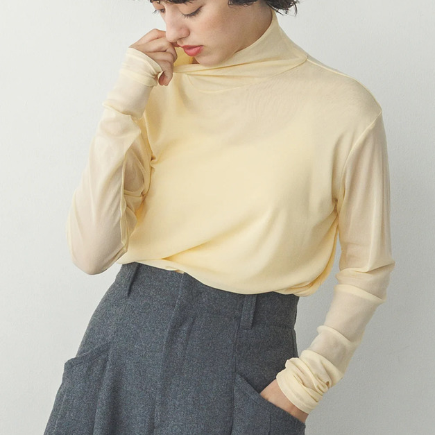 彈性透膚高領上衣