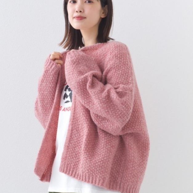 無釦短版粗針針織外套