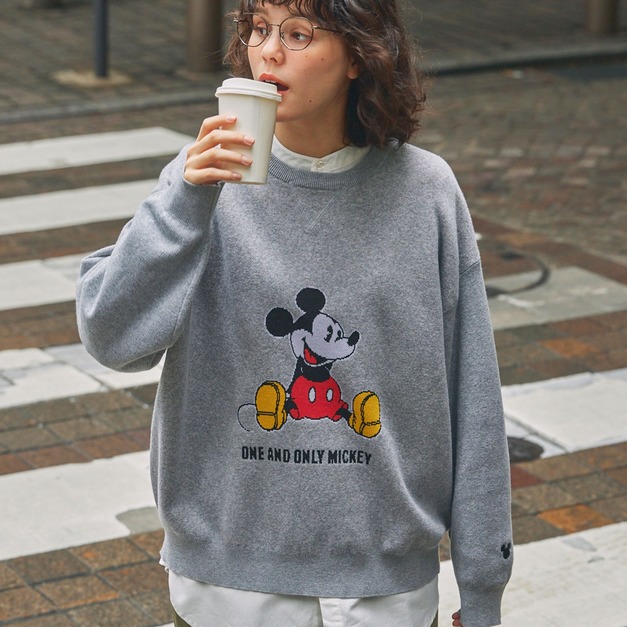 迪士尼聯名 Mickey 復古感寬版針織上衣