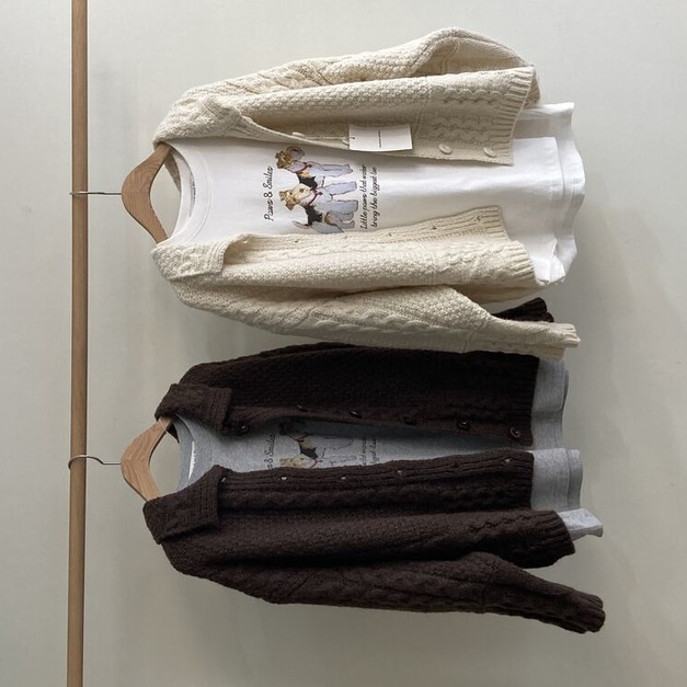 厚織麻花針織開襟外套