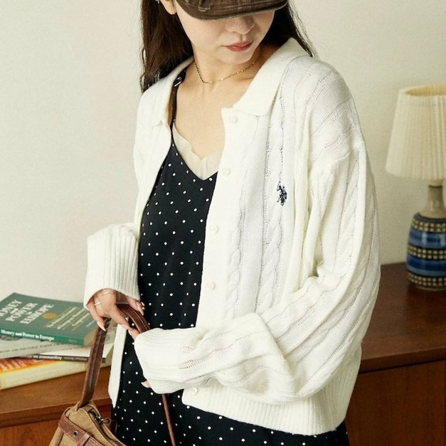 U.S. POLO ASSN. 麻花針織 Polo 開襟外套