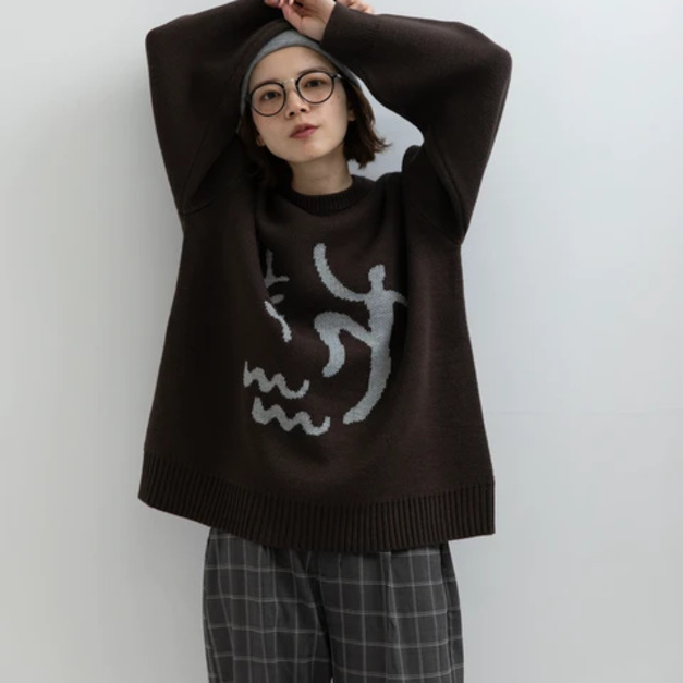 藝術圖騰緹花針織上衣