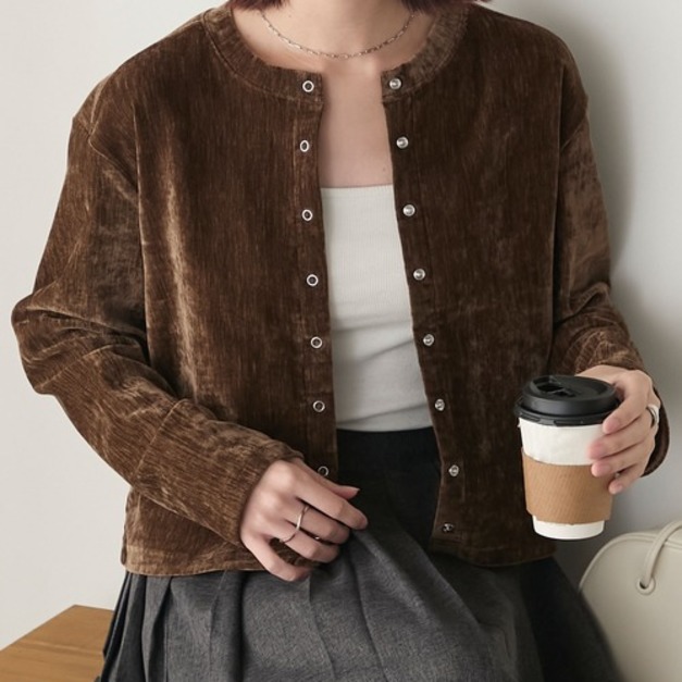 折扣！柔光貝殼絨環扣針織外套