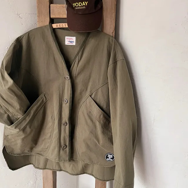 古著感！無領工裝外套