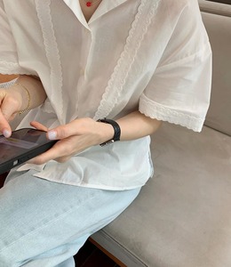 蕾絲飾棉質保齡球襯衫