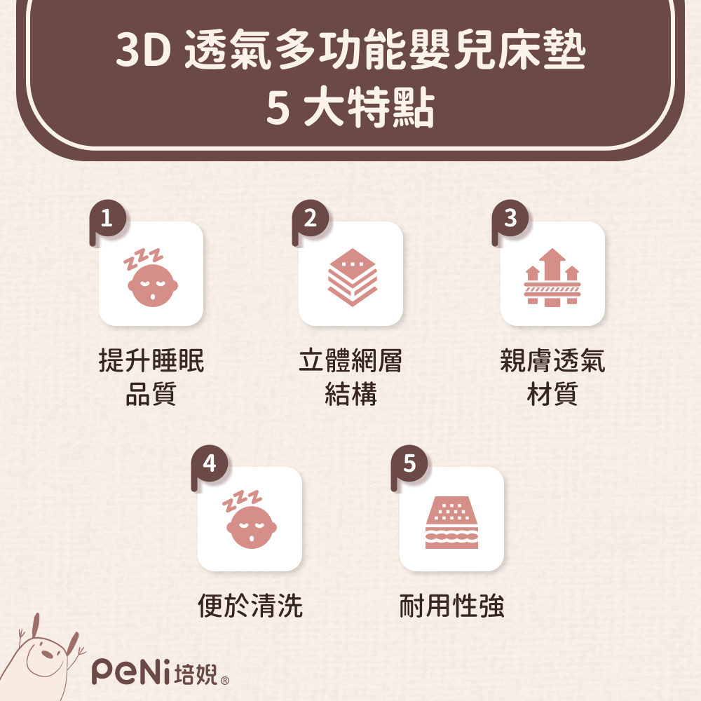 3D 透氣多功能嬰兒床墊 5 大特點