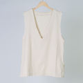 時光流蘇V領背心 米杏_2