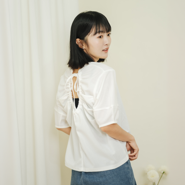 春露初曉綁帶上衣 白