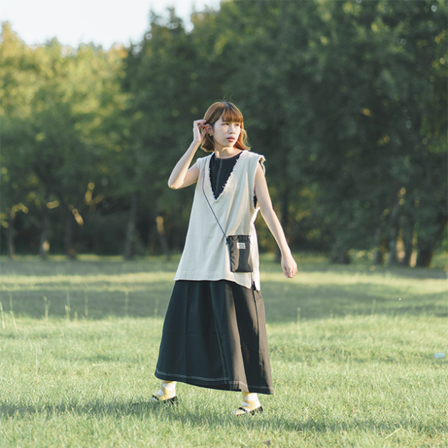 時光流蘇V領背心 米杏