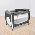 【聰明媽咪i-Smart】雙層折疊嬰兒床 黑色/灰色 T-708 遊戲床 摺疊嬰兒床_1