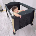 【聰明媽咪i-Smart】雙層折疊嬰兒床 黑色/灰色 T-708 遊戲床 摺疊嬰兒床_5