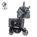 【大聯萌】歐式雙層可拆卸寵物推車 (深灰色/湖水藍)_2