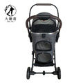 【大聯萌】歐式雙層可拆卸寵物推車 (深灰色/湖水藍)_4