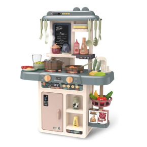 【聰明媽咪i-Smart】噴霧廚房扮家家酒玩具觸控聲光廚台 42件組 (墨藍迪綠/墨藍迪紅)