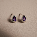 召喚時光・紫水晶｜925純銀耳環・貼耳式