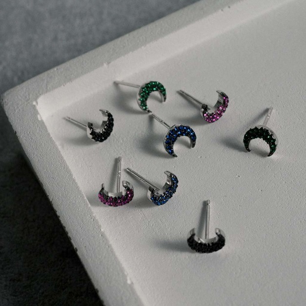 璀璨星月｜925純銀耳環・貼耳式