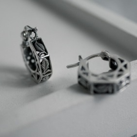 葉之殿堂｜925純銀耳環・圈圈式