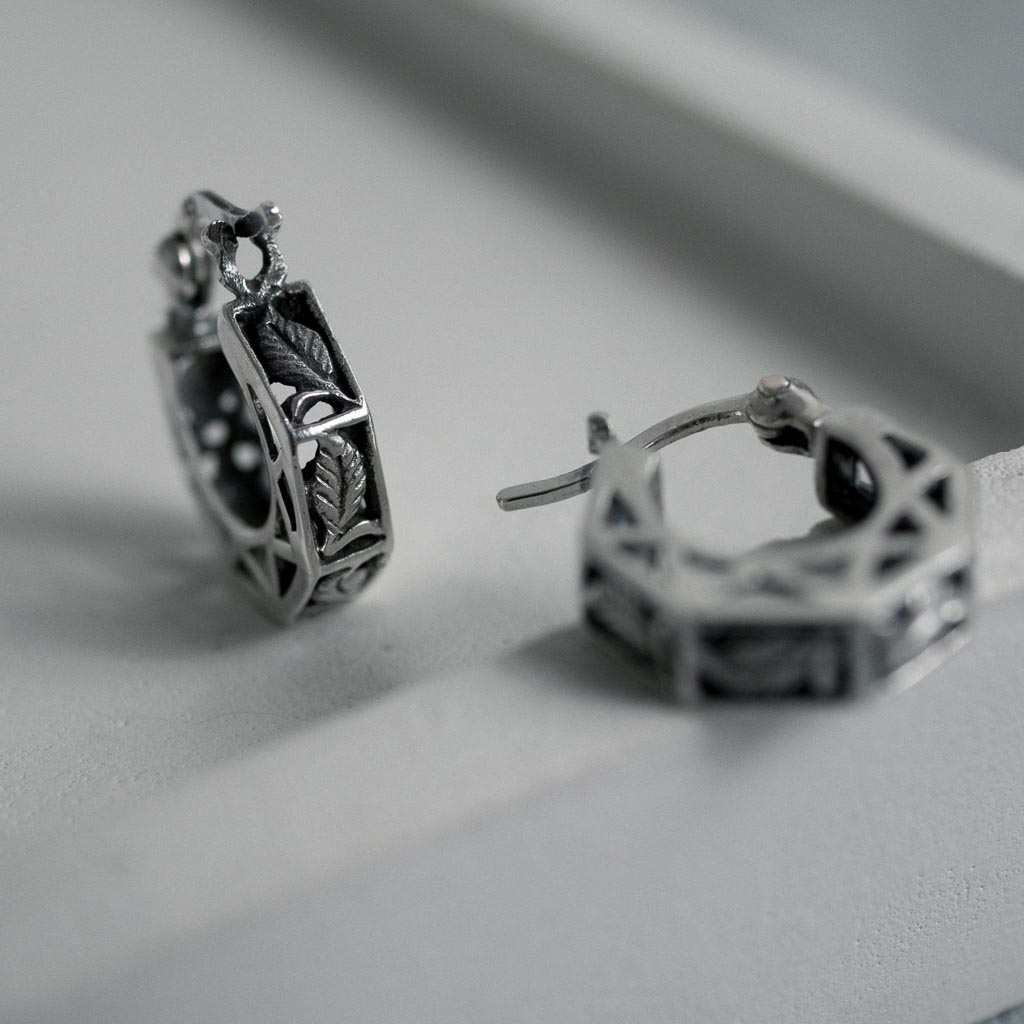 葉之殿堂｜925純銀耳環・圈圈式