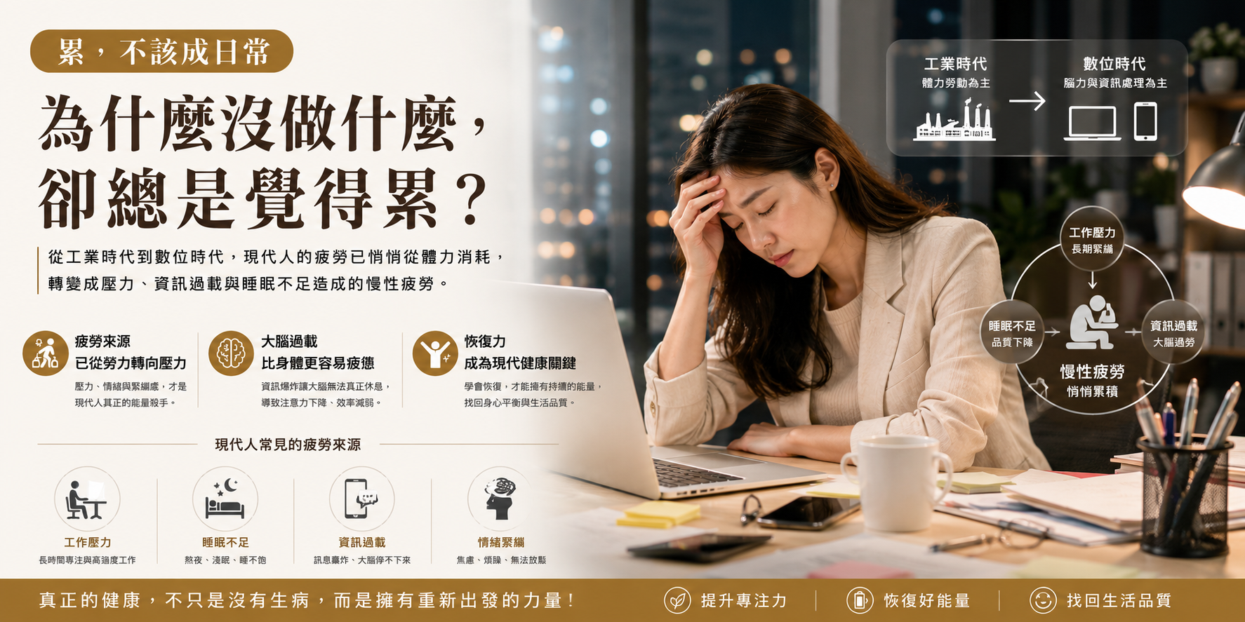 為什麼現代人越來越累？從工業時代到數位時代的疲勞演變史