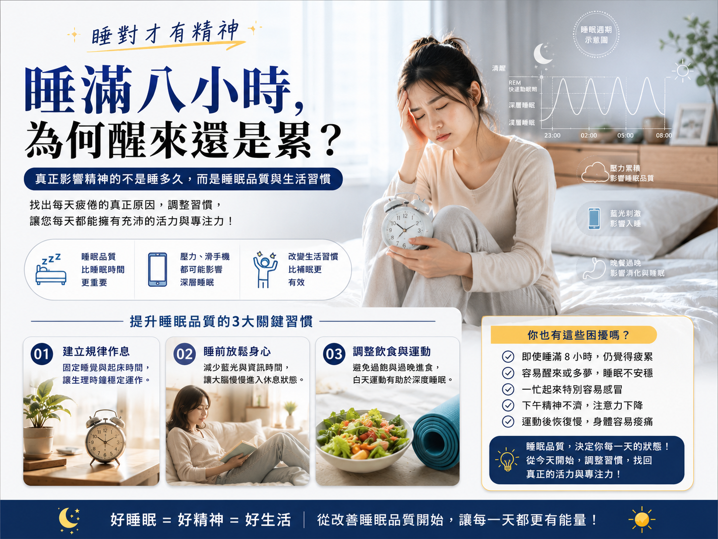為什麼睡滿 8 小時，起床還是覺得累？真正決定精神的，可能不是睡多久
