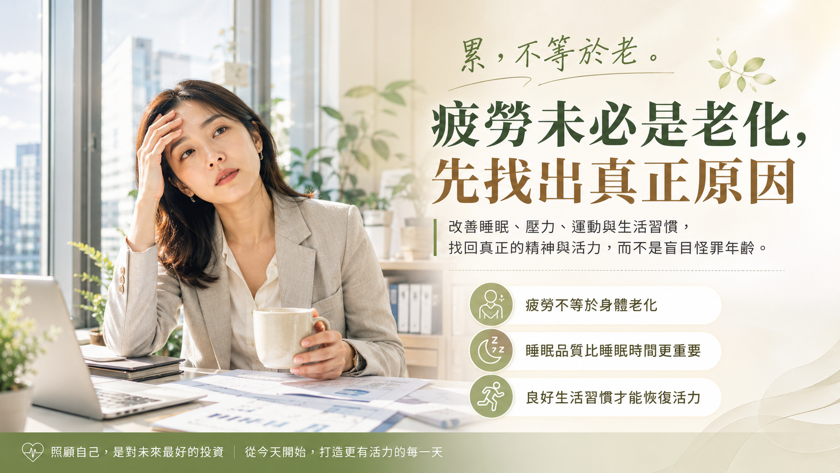 累了就是身體老化嗎？疲勞感，不一定是年紀的錯