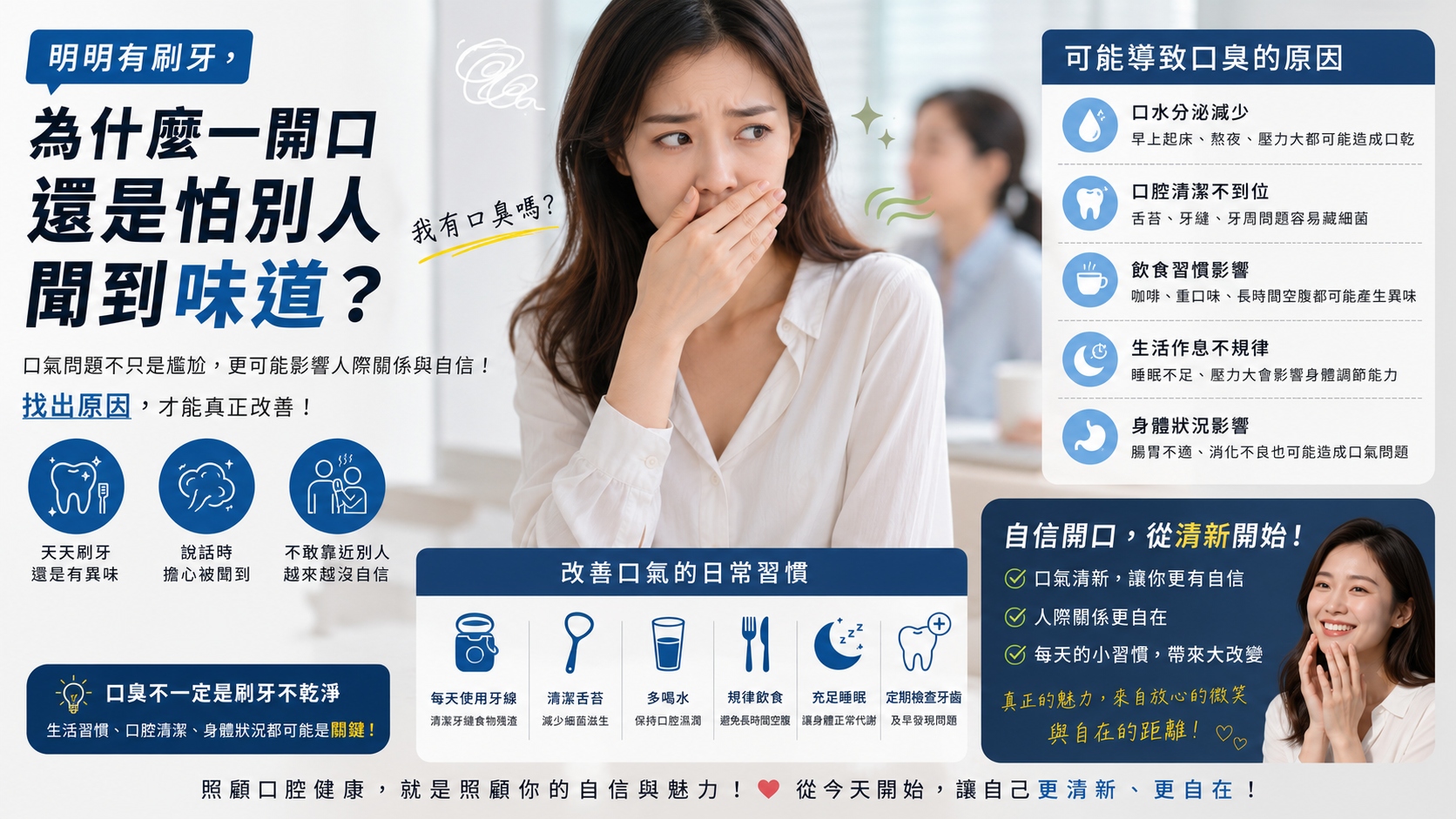 明明有刷牙，為什麼一開口還是怕別人聞到味道？