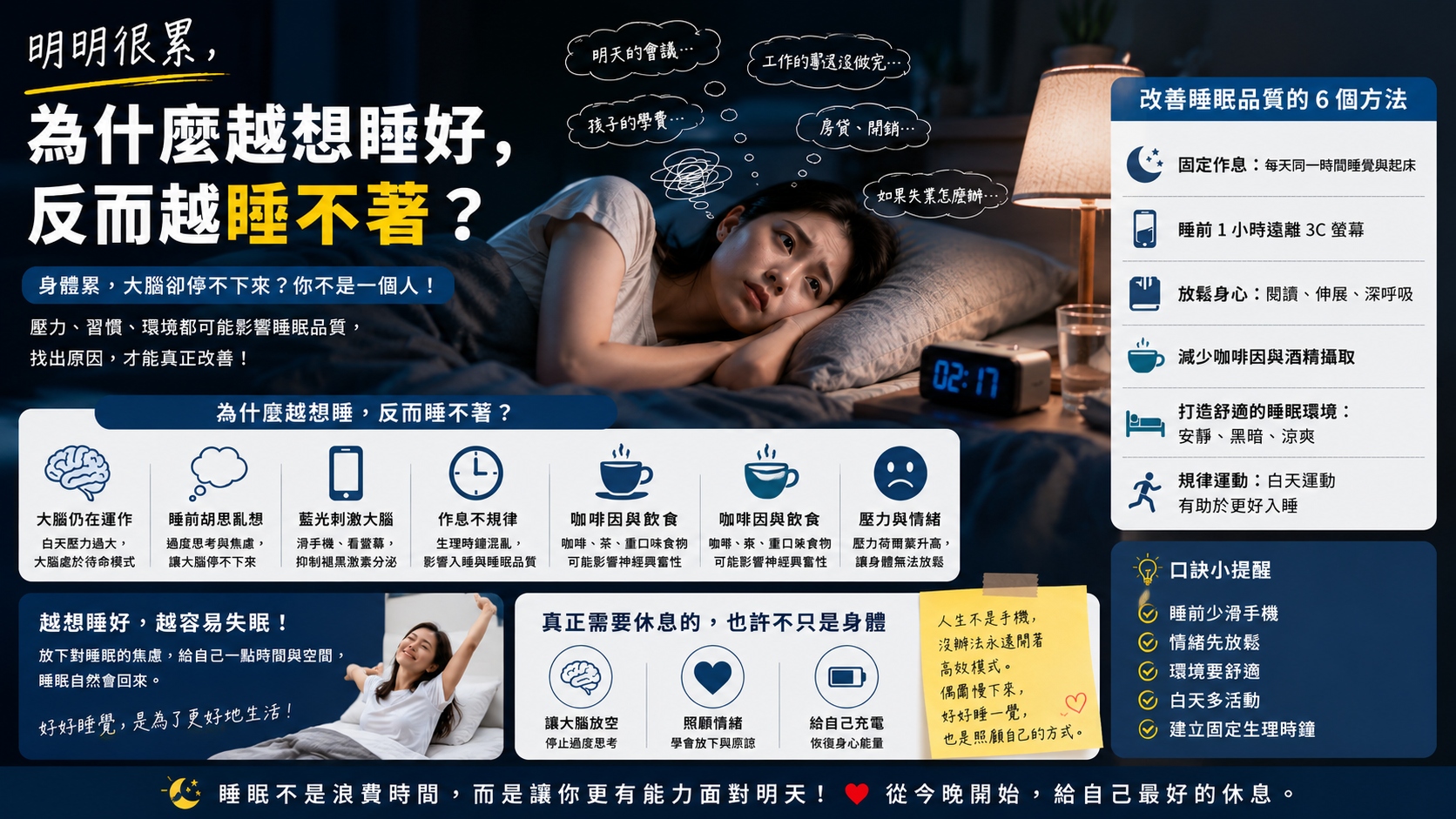 明明很累，為什麼越想睡好，反而越睡不著？