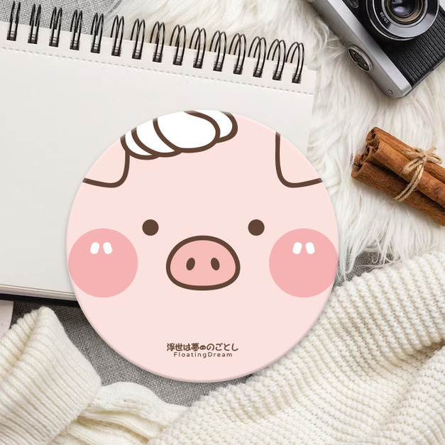 【FloatingDream】陶瓷吸水杯墊－奶蓋豬