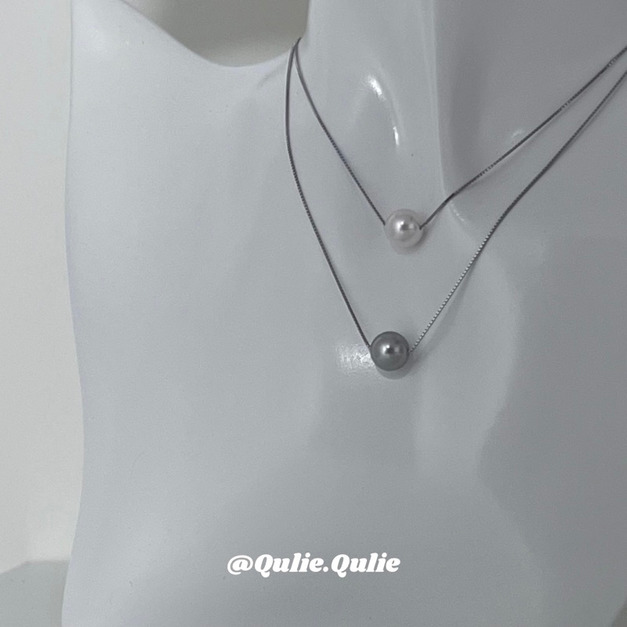 Qulie.Qulie｜N [034] 純銀簡約珍珠蛇骨鍊