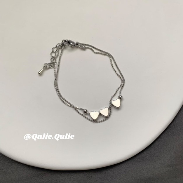 Qulie.Qulie ｜H [006] 雙層疊戴愛心手鍊