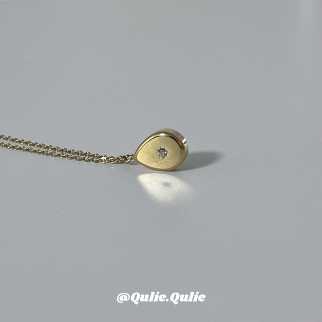 Qulie.Qulie｜N [021] 滴形簡約鑲鑽項鍊