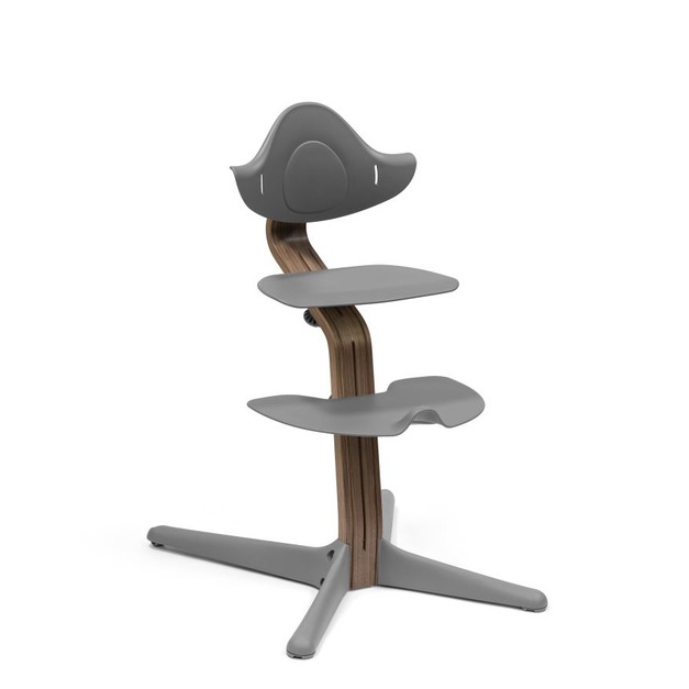 胡桃木色支架灰色座椅