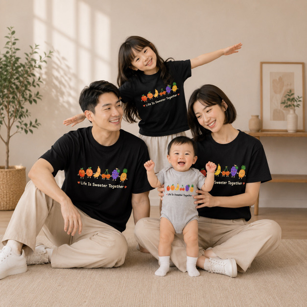 水果家族牽牽手短袖T恤全家福親子裝(3色)【FM013】