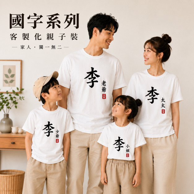 姓氏客製化短袖全家福親子裝(1色)【MY007】