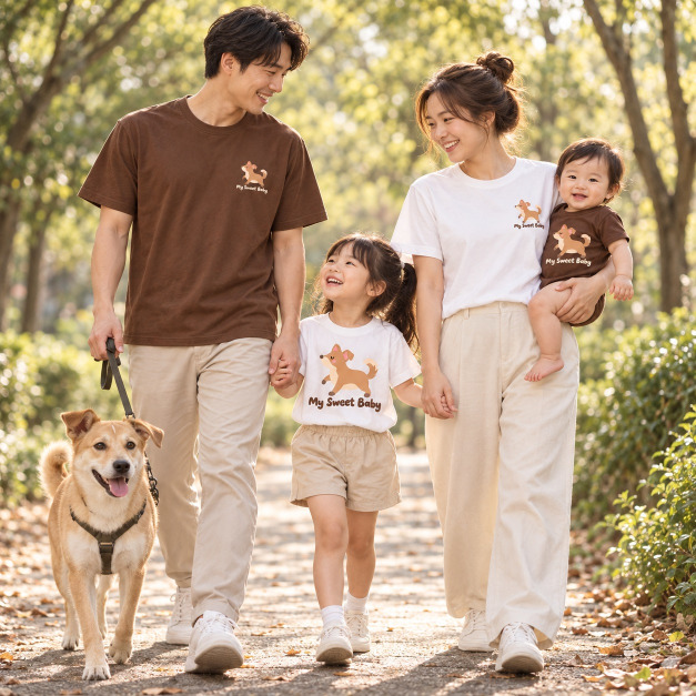 米克斯我的毛寶貝短袖T恤全家福親子裝(2色)【FM053】
