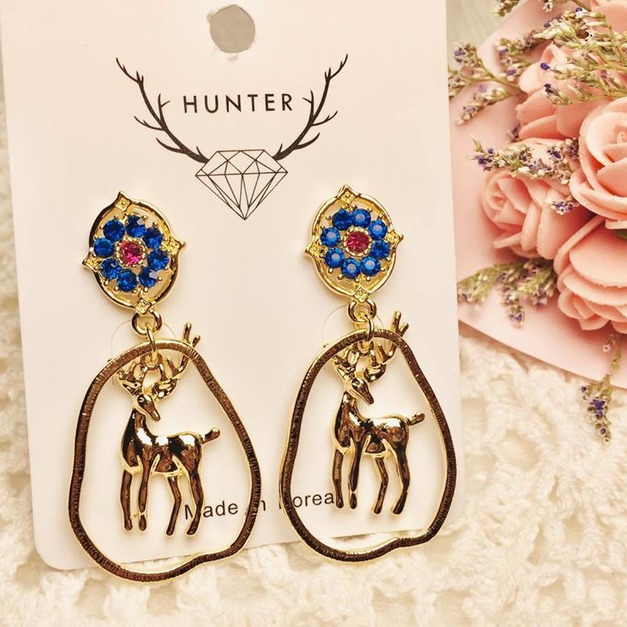 個性藍色寶石歐美系麋鹿