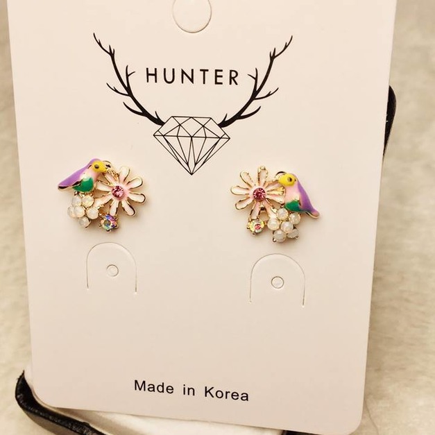氣質花圈小鳥耳釘