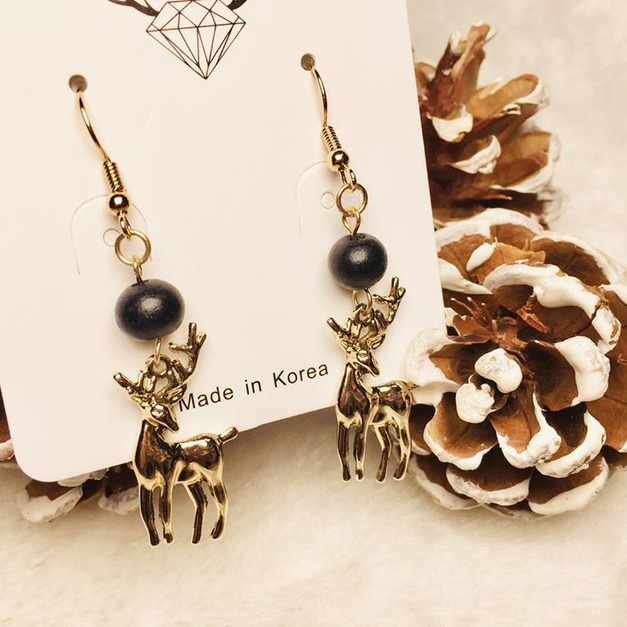 森林系木珠小鹿耳鉤